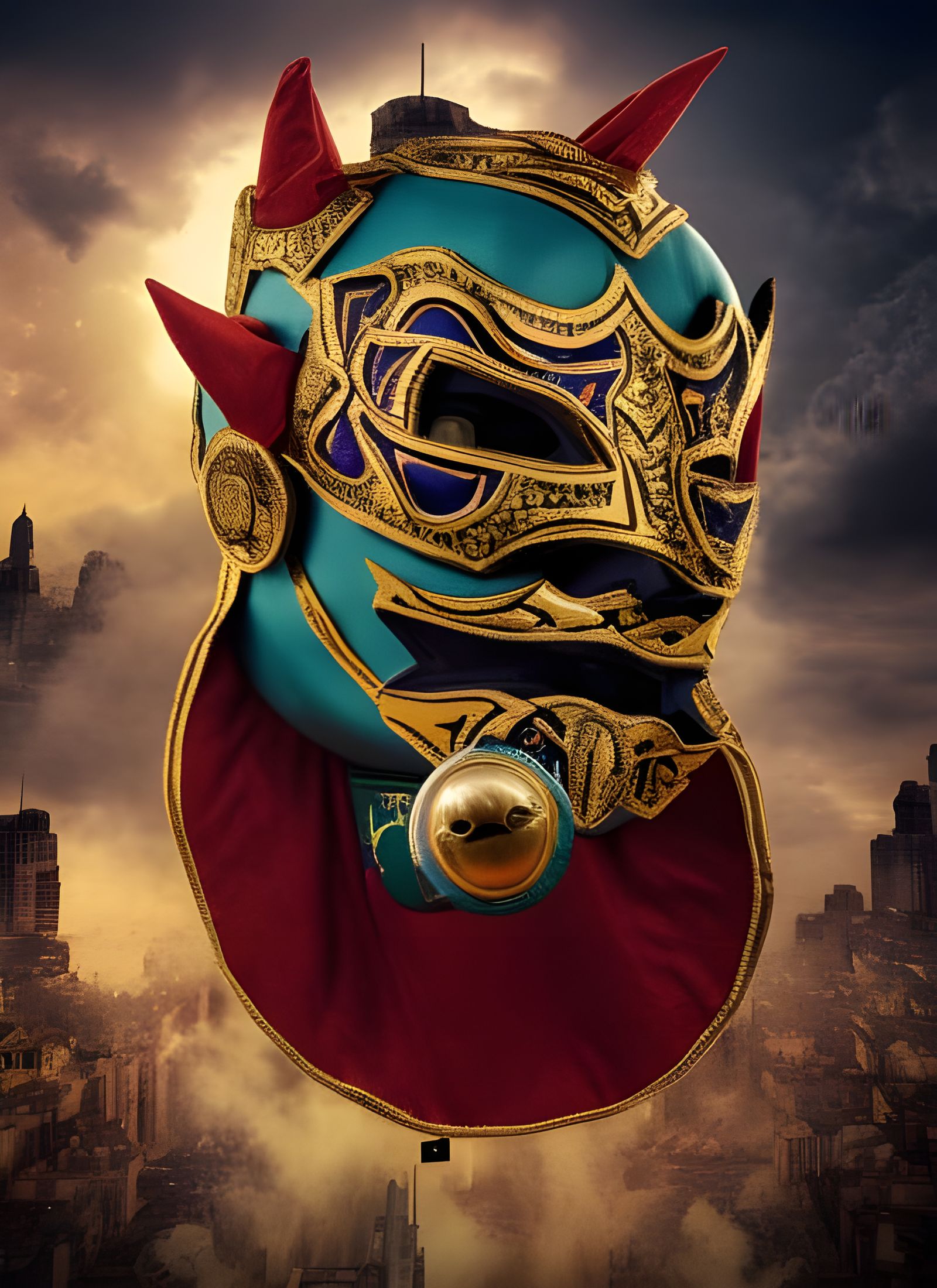 Luchador with Dragon Mask in Stadium Ring