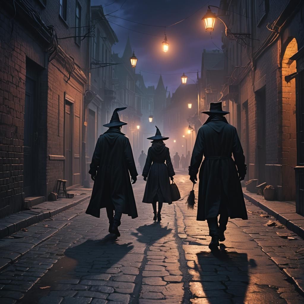 Dark Fantasy Halloween Stalker in Moody Lighting