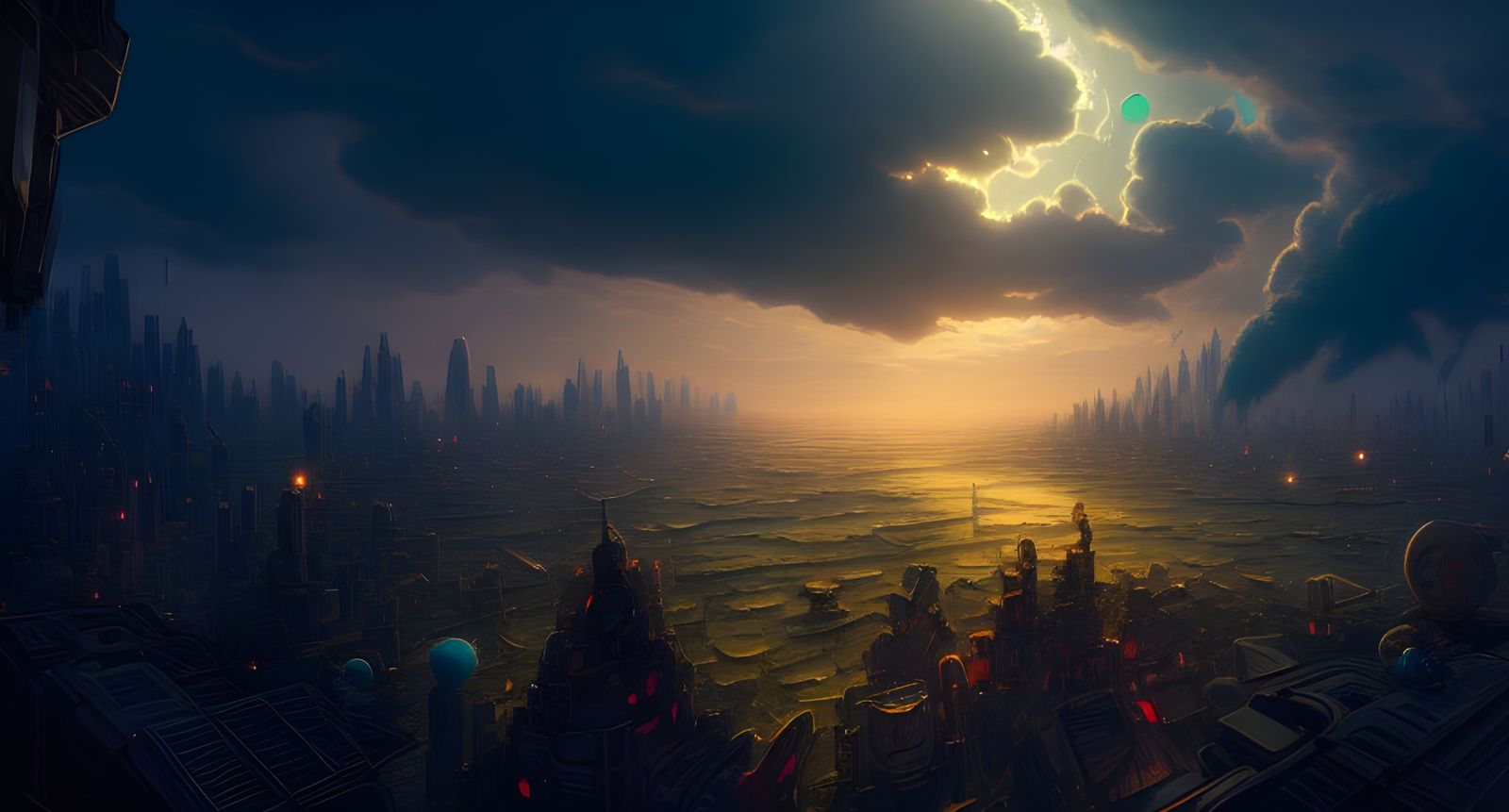 Furry Mega City: Bird's-Eye View in Cyberpunk Style