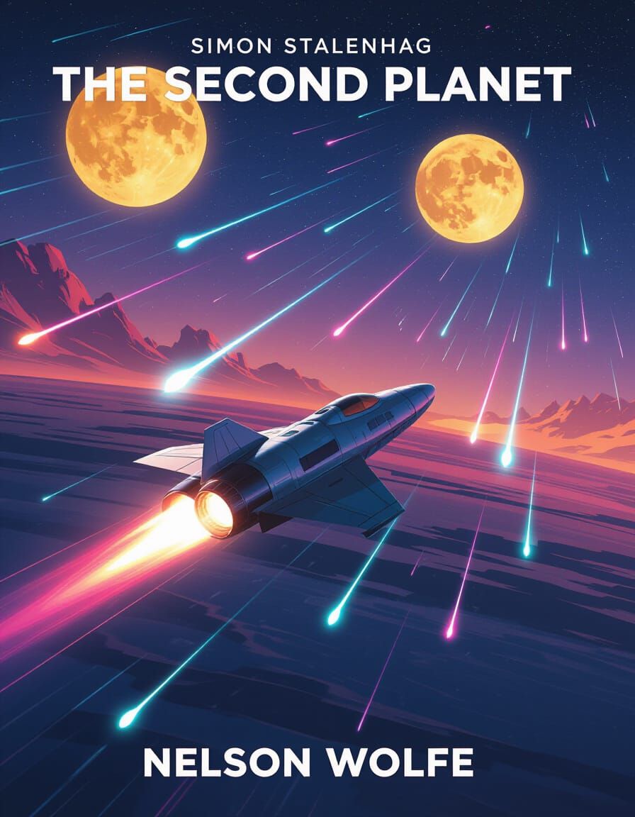 Spaceship in Meteor Shower on Alien Planet