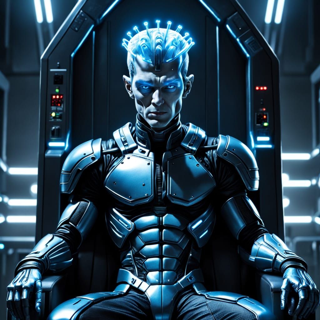 Brainiac on Throne in Sci-Fi Lab - Comic Art