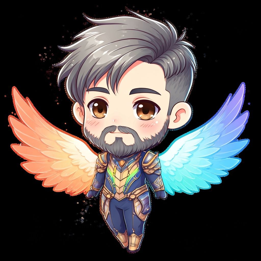 Rainbow Chibi Man in Washi Tape Art