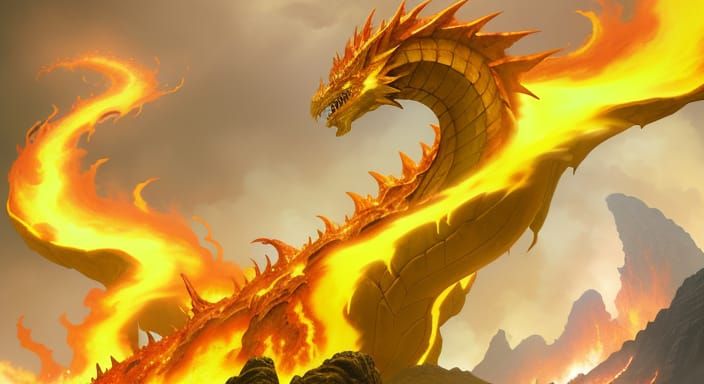 Apocalyptic Dragon Vomiting Lava, in Giger Style