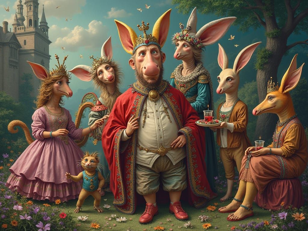 Surreal Royal Family in Hieronymus Bosch Style