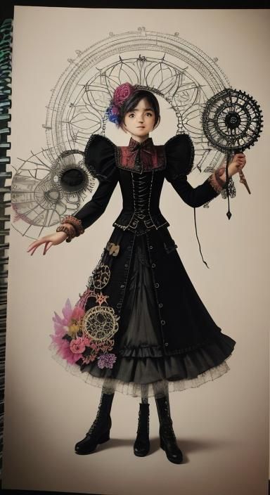 Steampunk Fairy with Dreamcatchers in Vivid Colors
