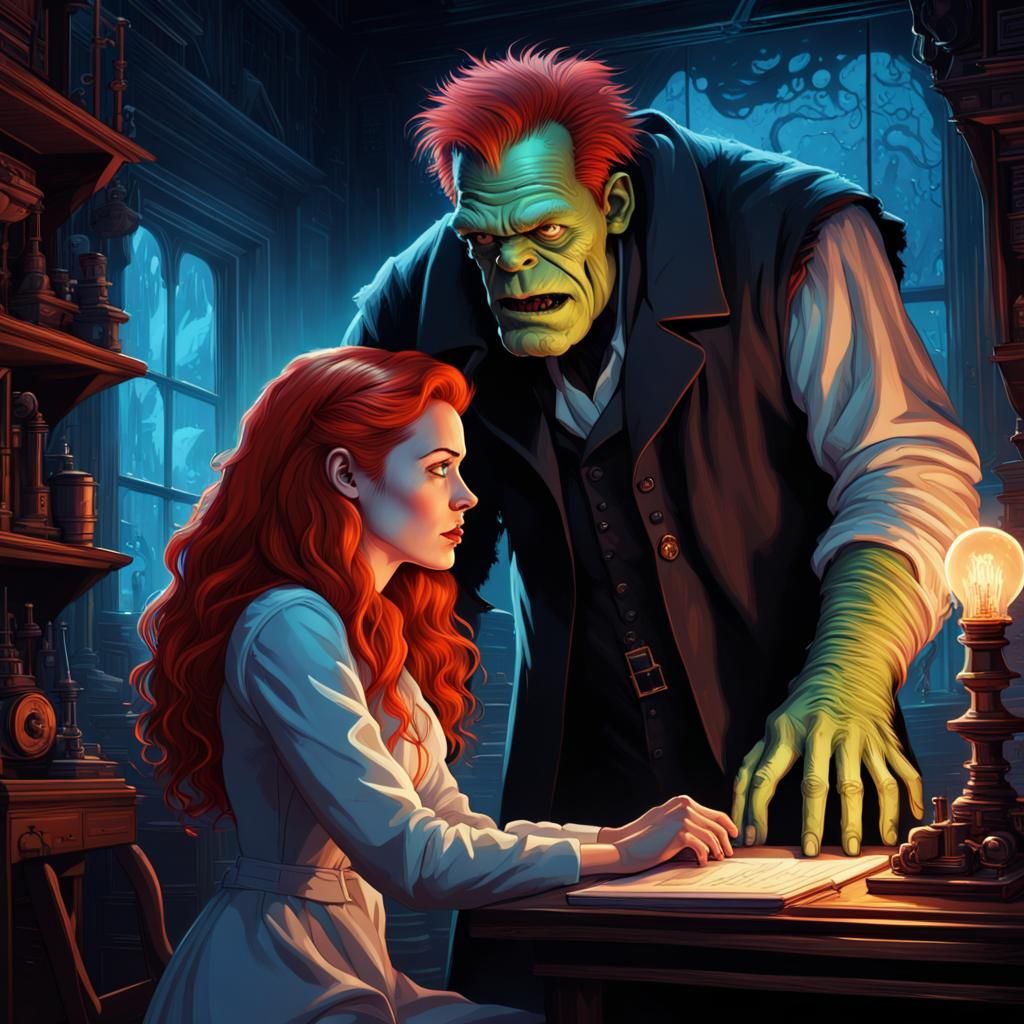 Darkly Lit Scientist Brings Life to Frankenstein, Digital Ar...