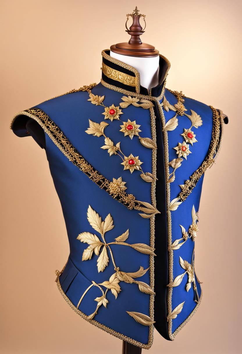 Blue and Gold Doublet with Flower Emblem