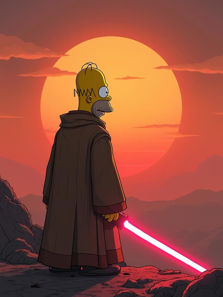 Darth Simpson: Gritty Sci-Fi Jedi Contemplation