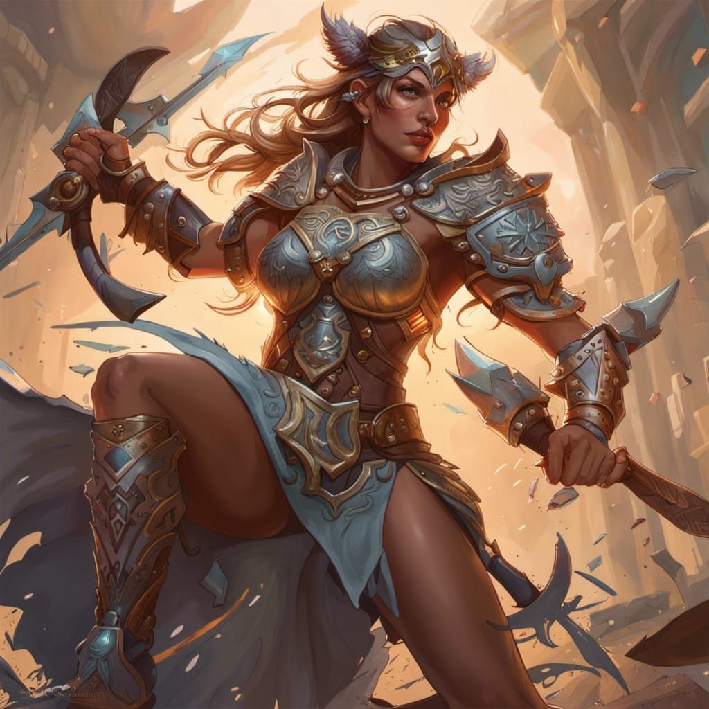 Amazon Warrior Wins Epic Battle, Hyperdetailed Portrait