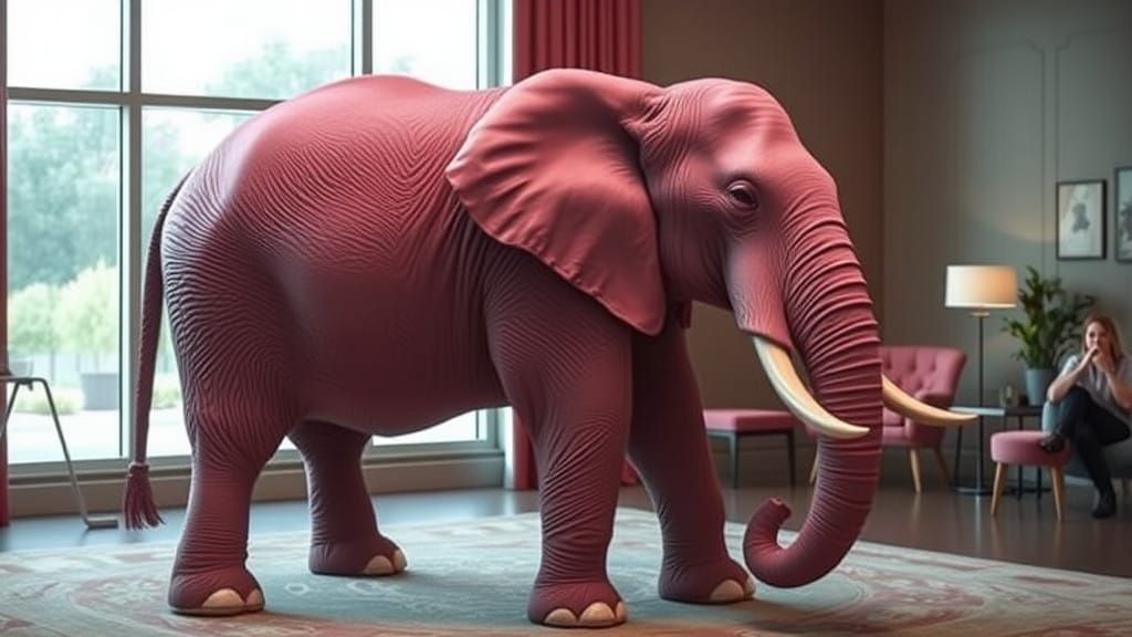 Surreal Room Scene in Monochromatic Aesthetic