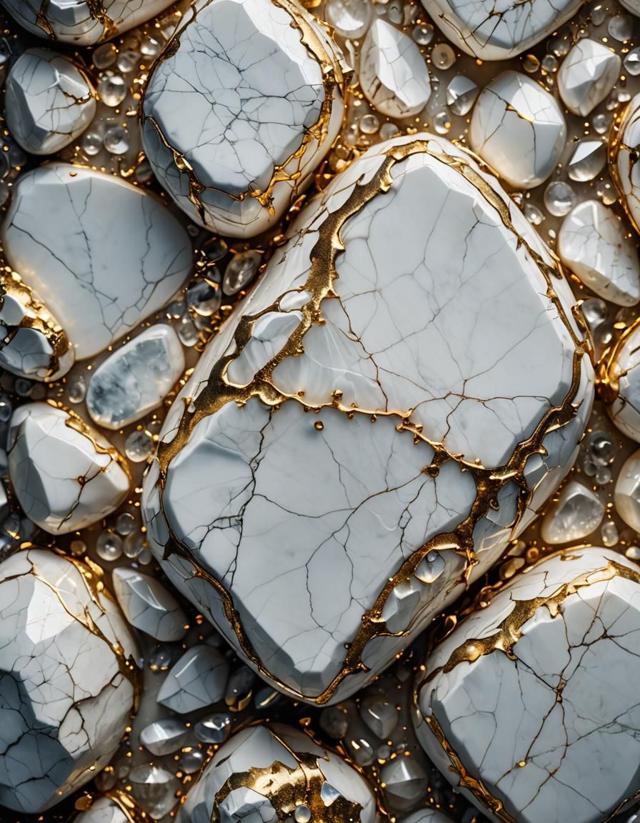 Macro Photograph of a White Stone with Crystal Formations