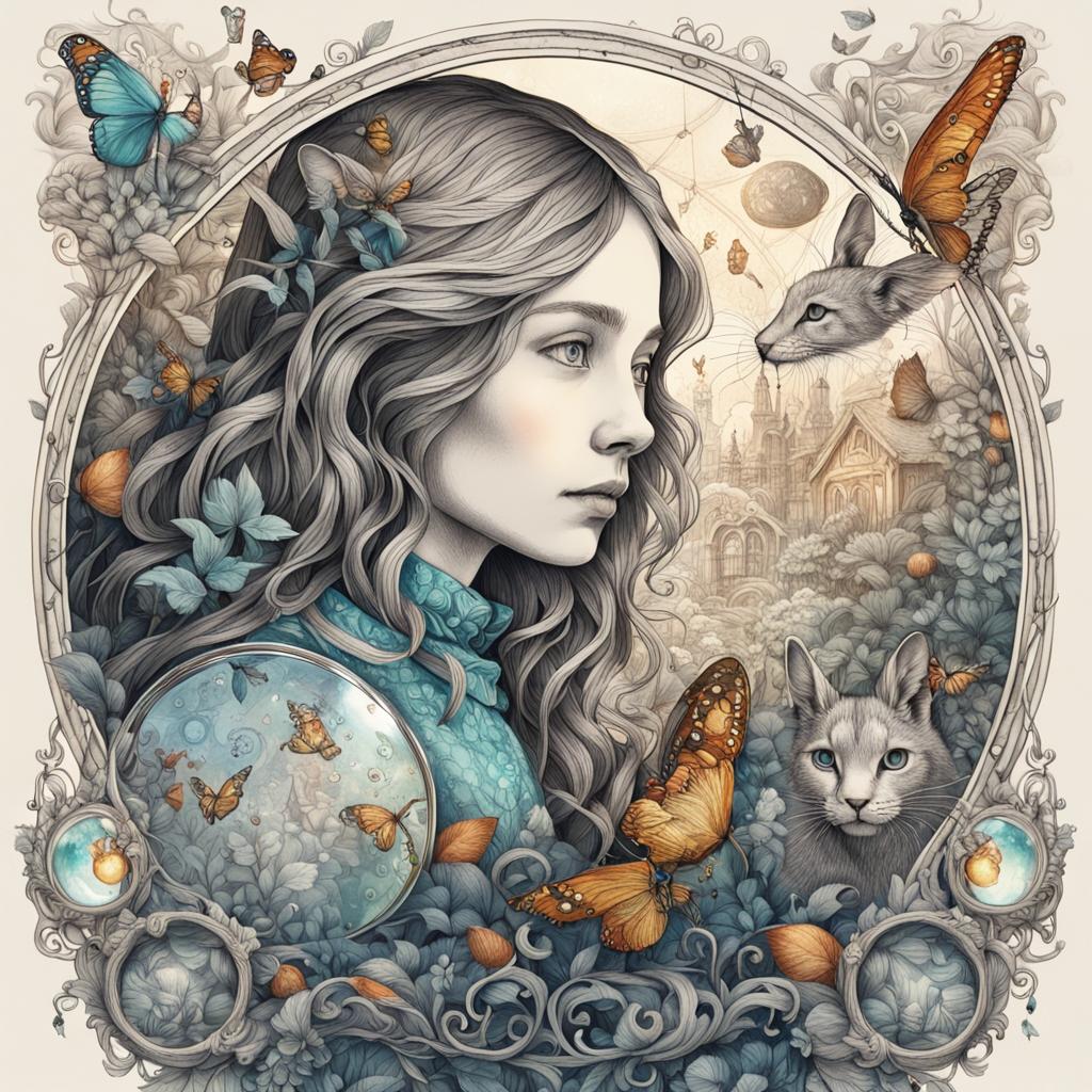 Alice in Hyperrealistic Portrait with Ink Linework