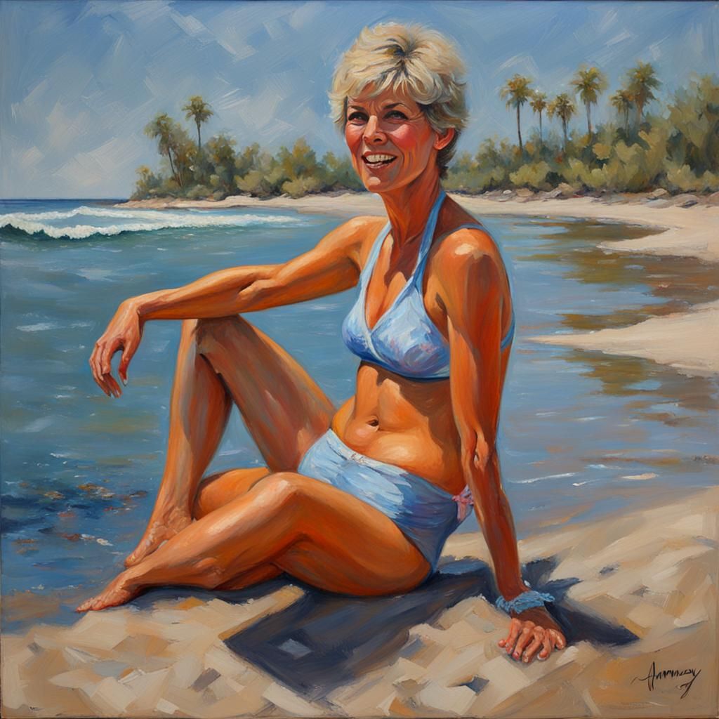 Anne Murray in Bikini: Oil Painting Portrait