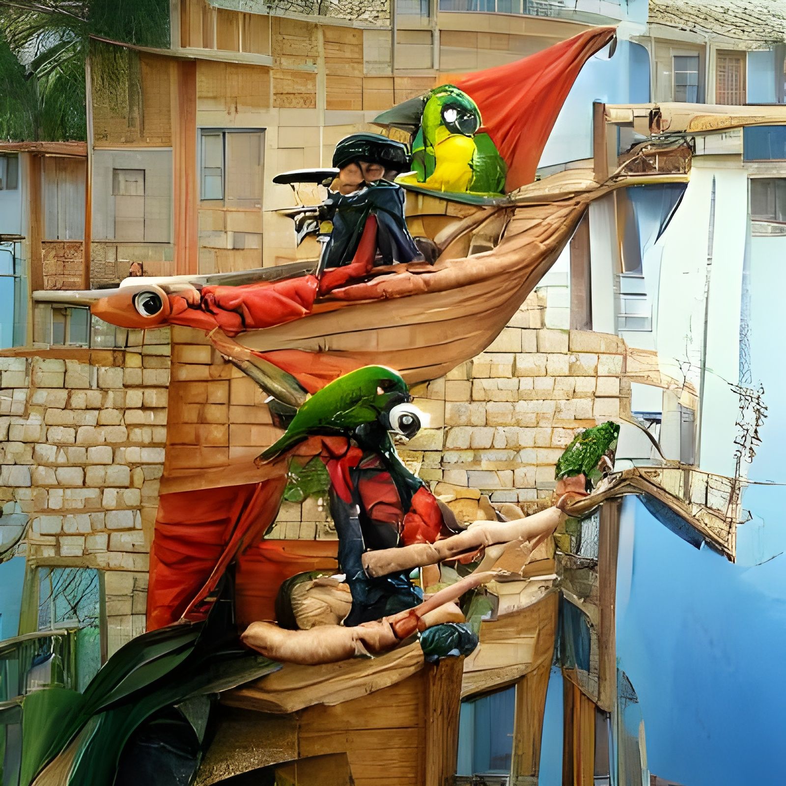 Ninja Pirates and Parrots in Social Realism Style