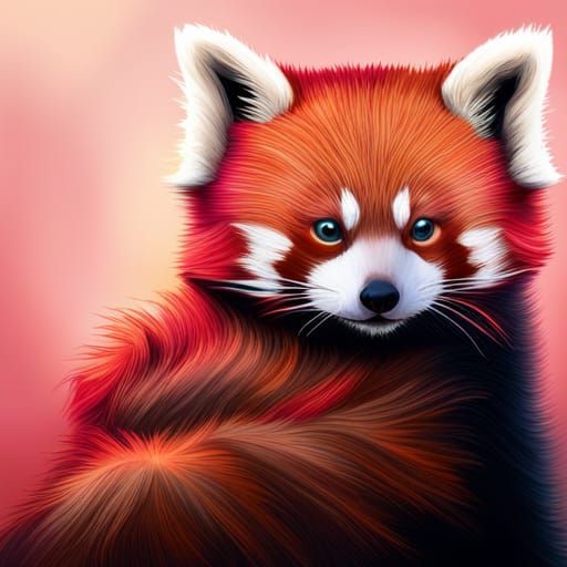 Hyperrealistic Baby Red Panda Portrait in Splash Art Style