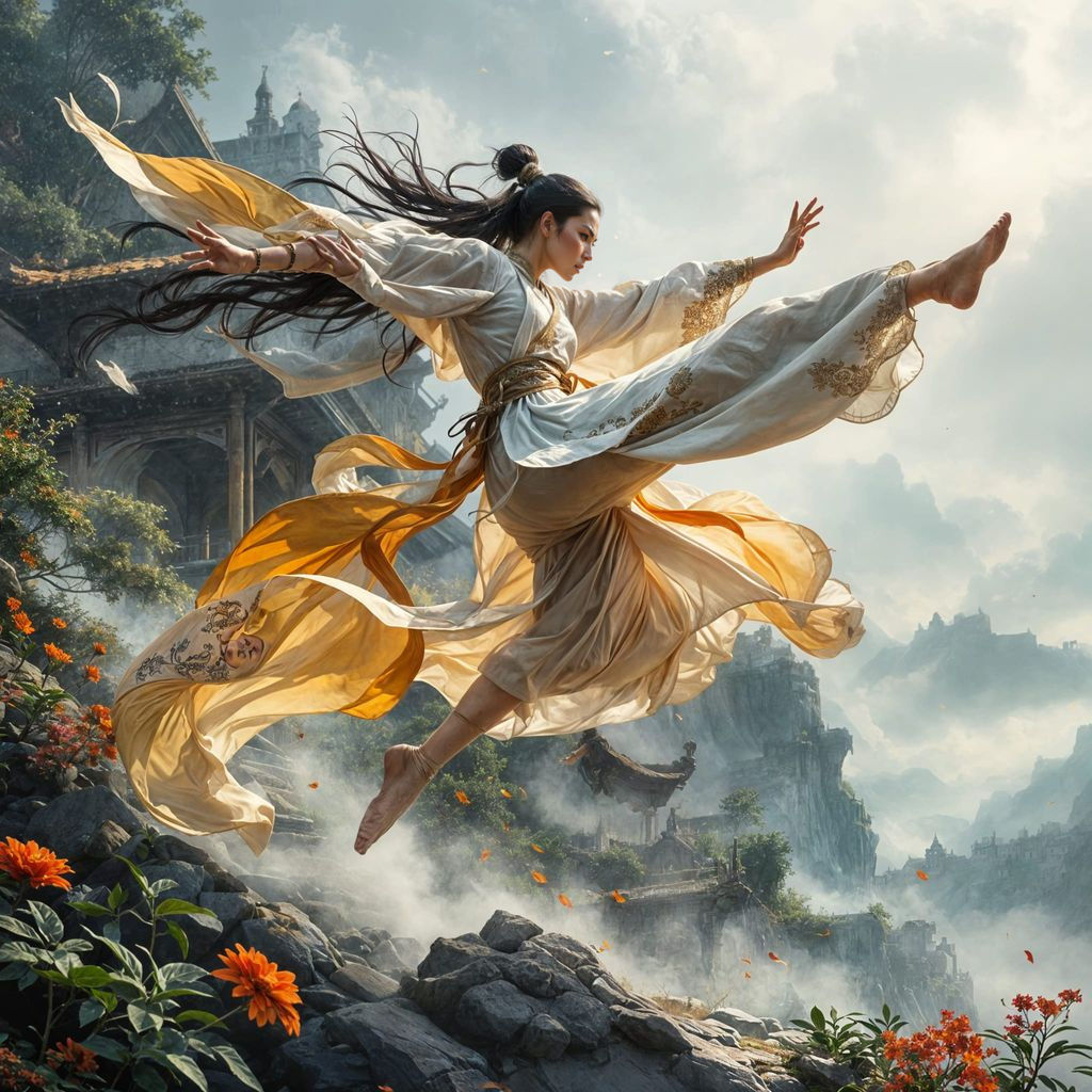 Warrior Monk in Fantasy Monastery