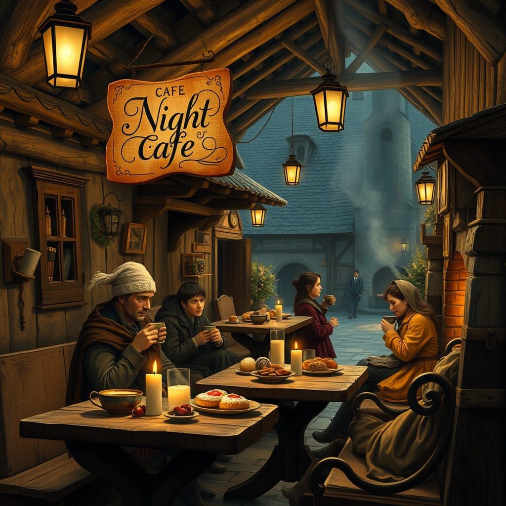 Rustic NightCafe in Golden Light, 1500 AD