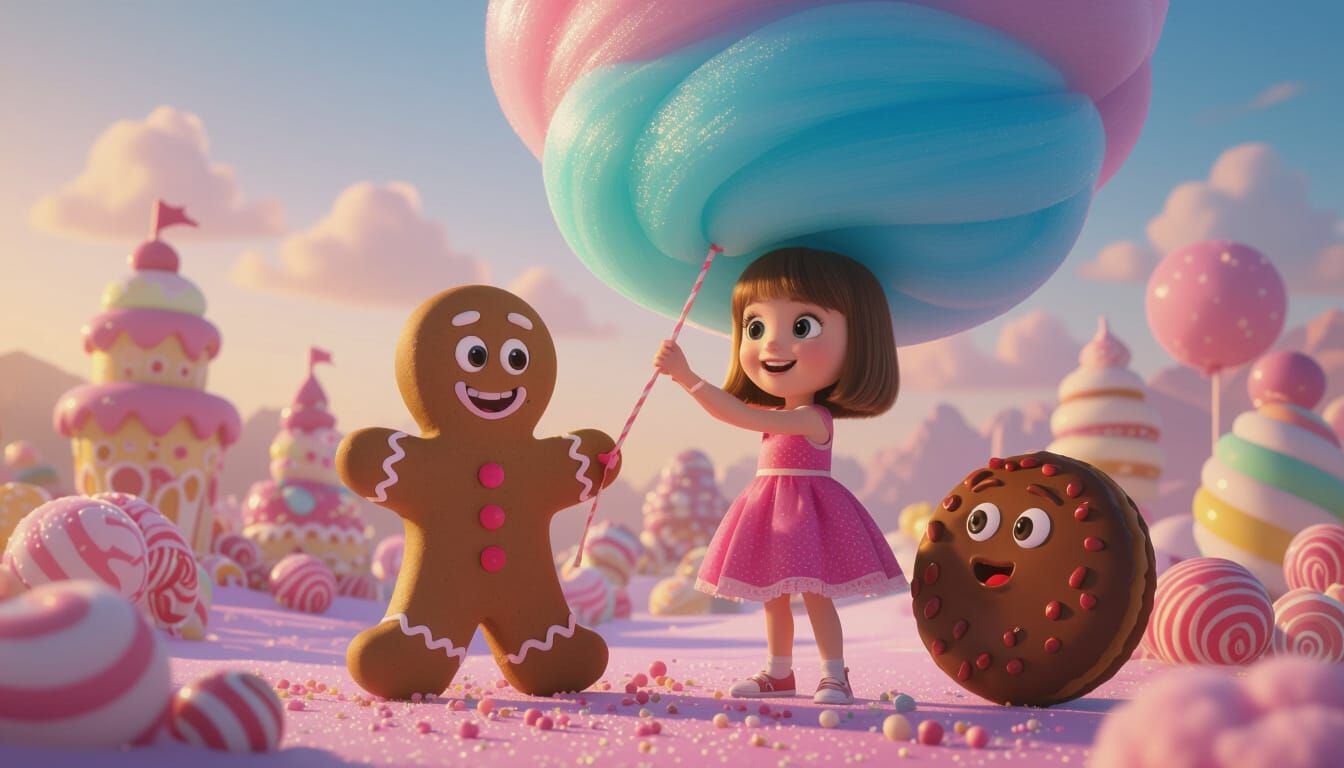 Girl Builds Giant Cotton Candy Balloon with Sentient Cookies