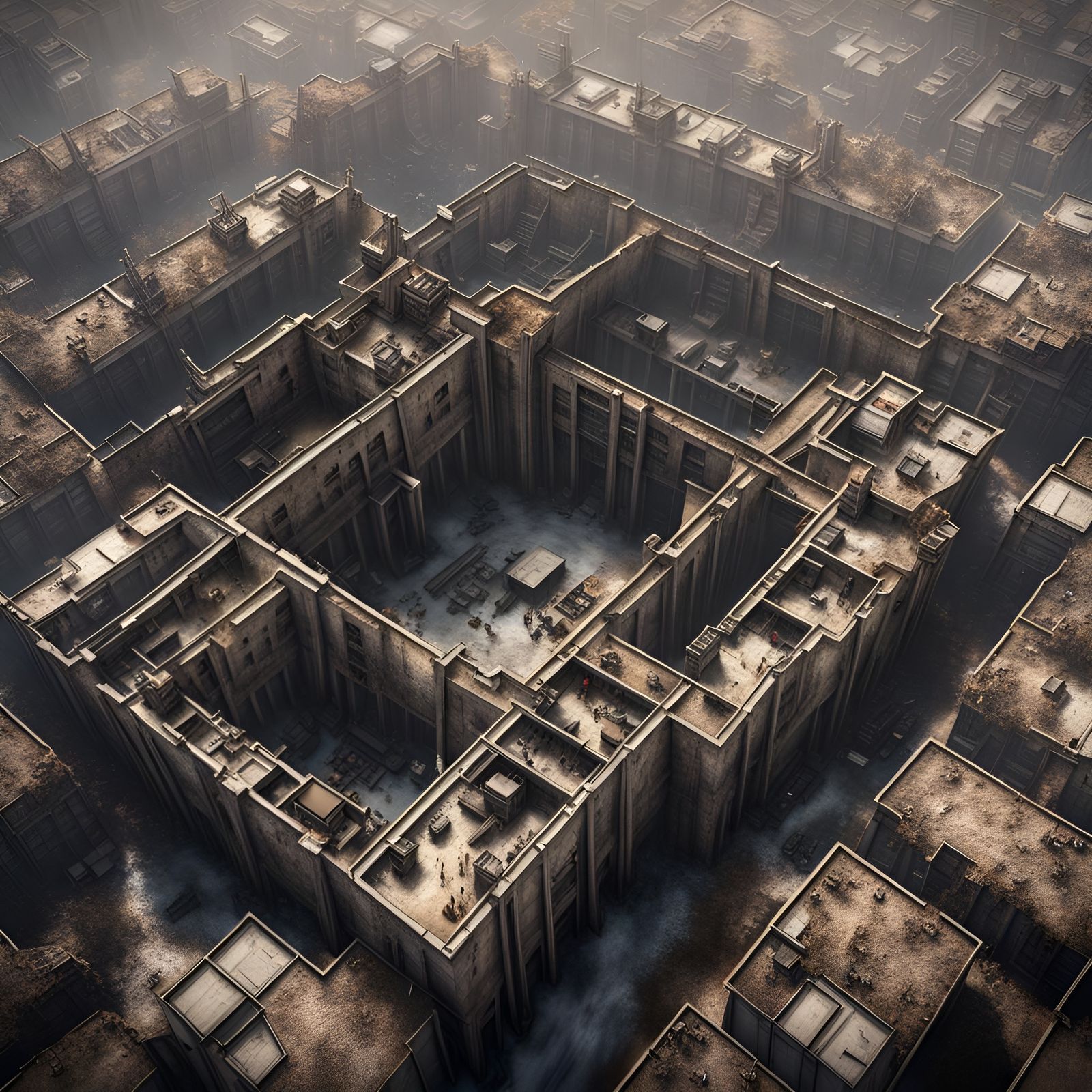 Overhead View of a Post-Apocalyptic City