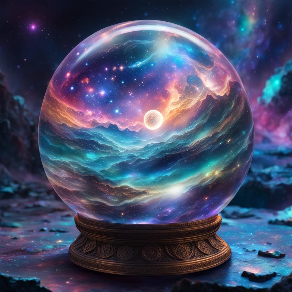 Galaxy in Crystal Ball: Holographic Cosmic Art