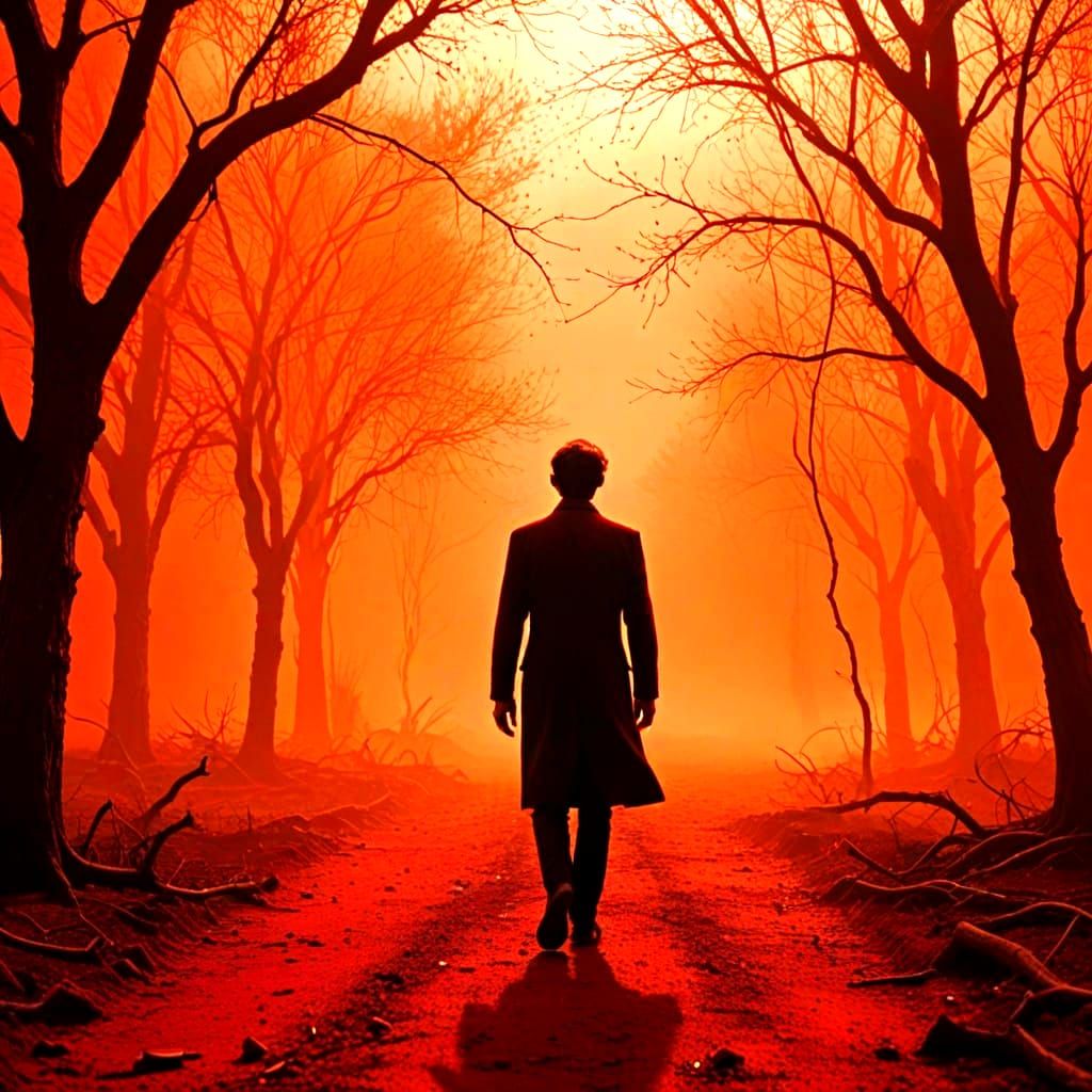 Abstract Red Silence: Minimalist AI Art