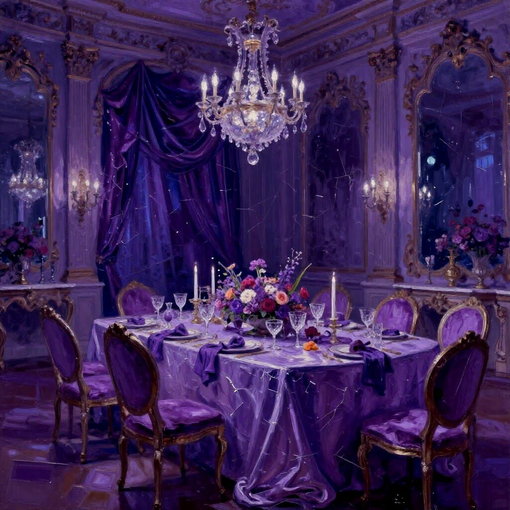 Baroque Chamber Fantasy With Overflowing Banquet Table