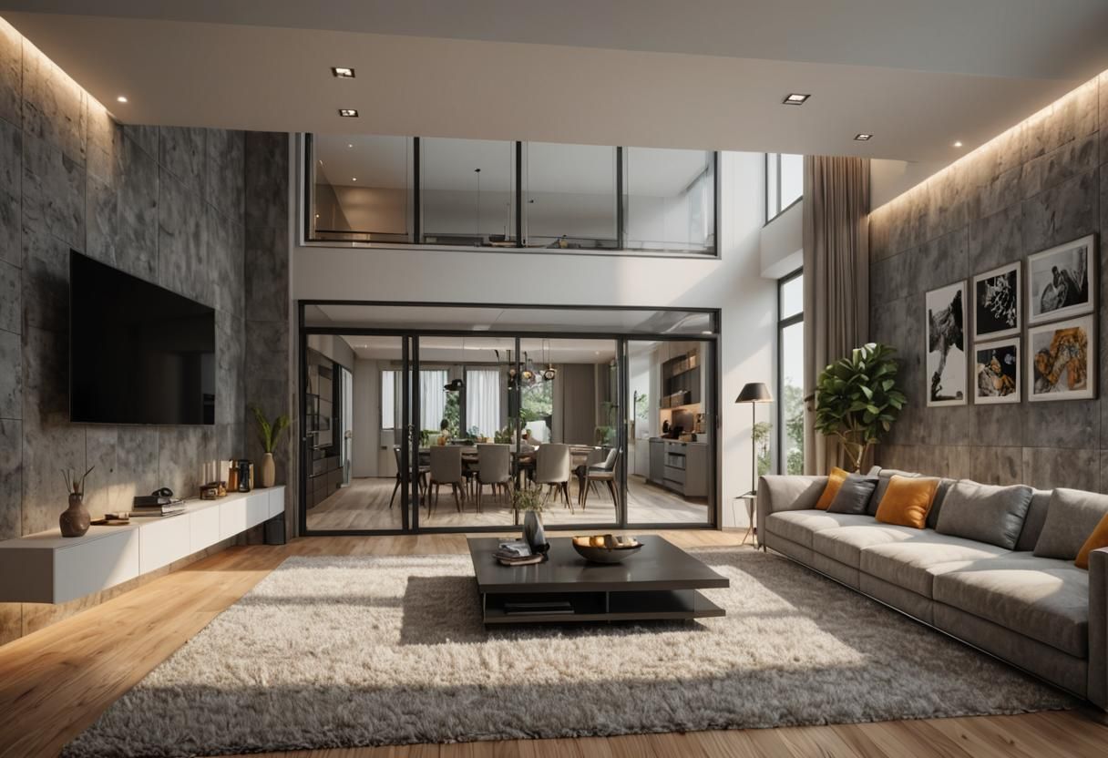 Modern House Living Room Interior in 128k Resolution