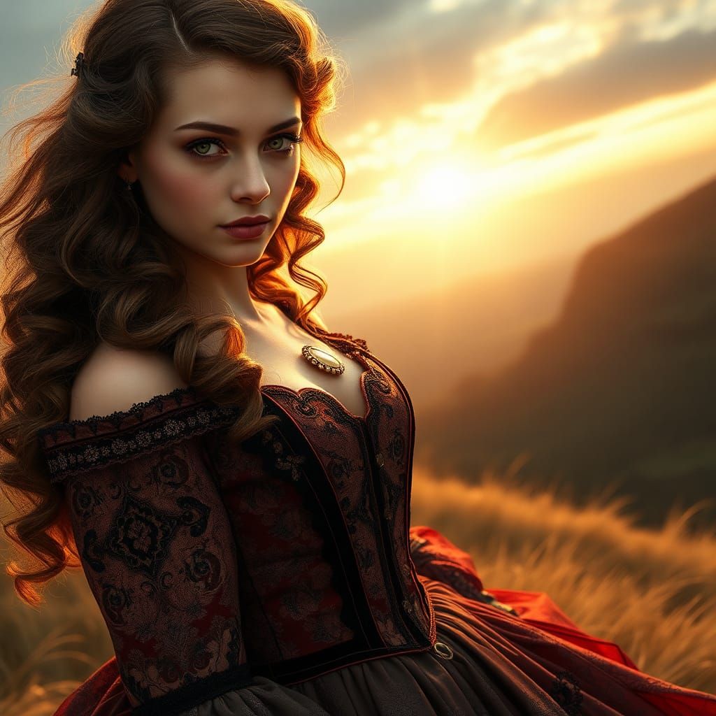 Victorian Woman in Baroque Style Digital Art