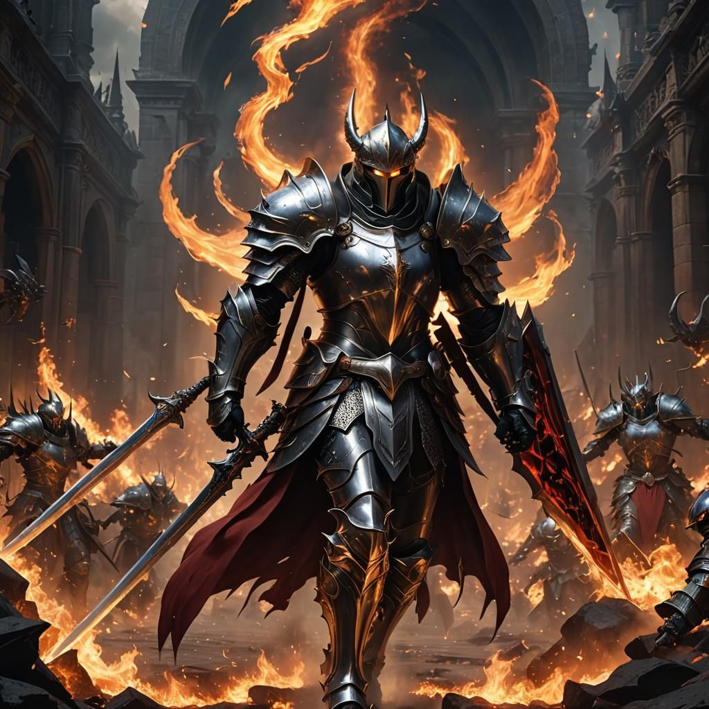 Divine Knight's Descent into Hell: 3D Anime Art