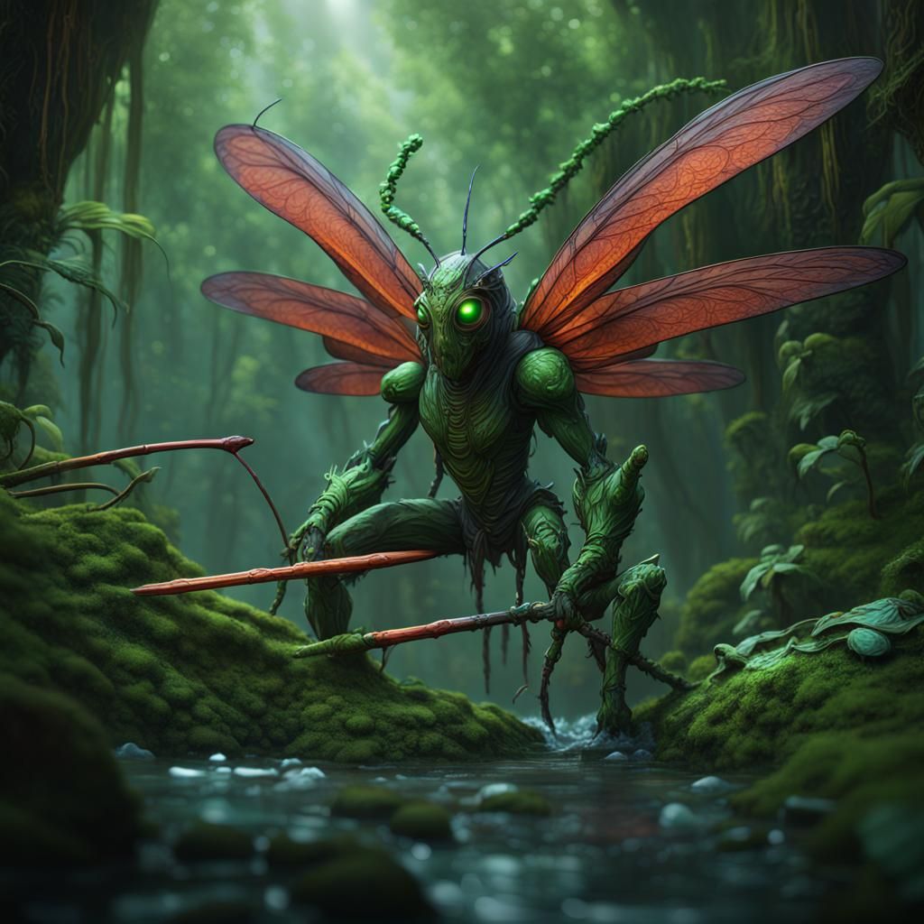 Oozing Insectoid Warrior in Jungle Environment