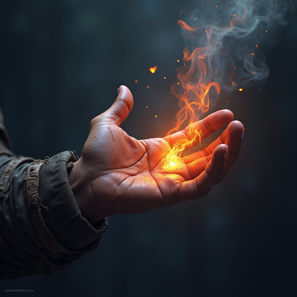 Fiery Hand: A Simon Stalenhag-Inspired Matte Painting