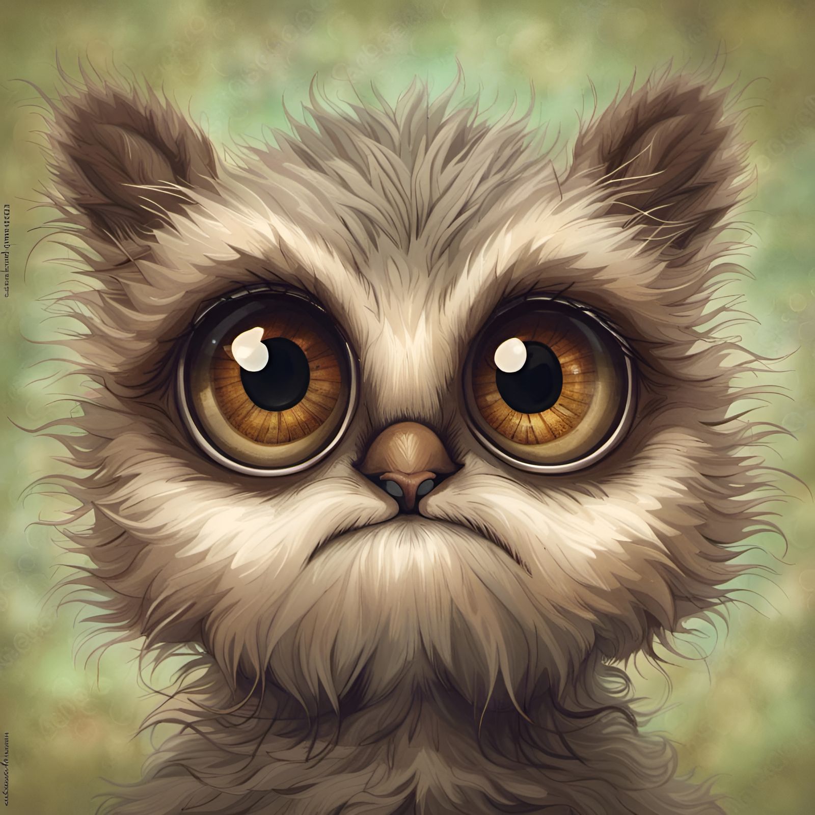 Adorable Big-Eyed Animal Portrait in Digital Art Style