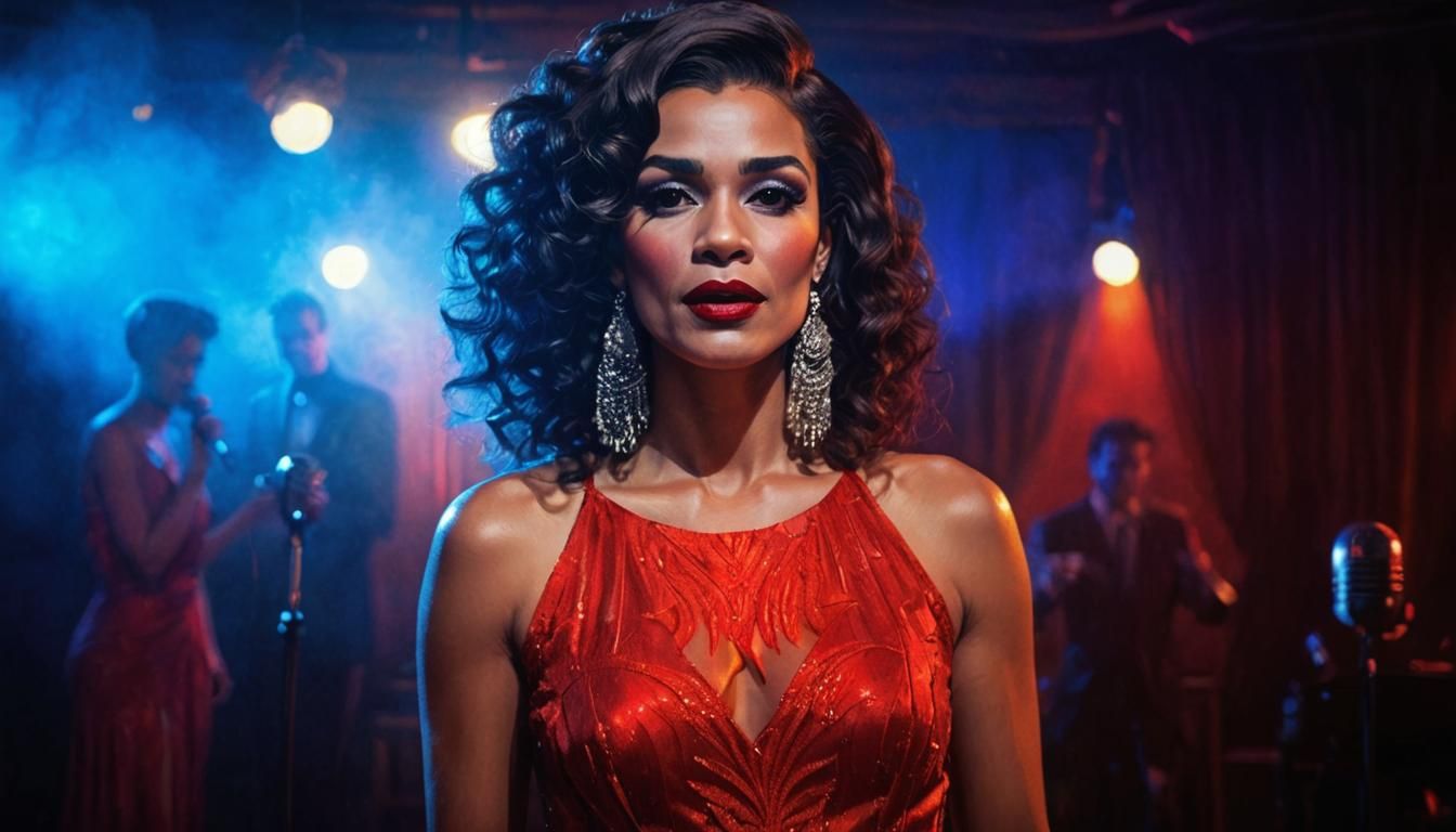 Cabaret Singer in Hyperrealistic Oil Painting Style