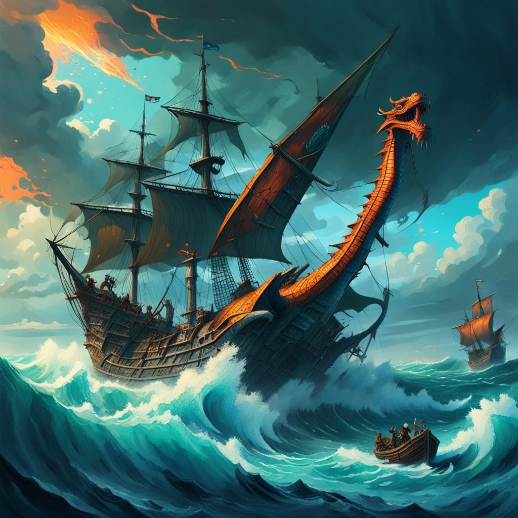 Pirate Navy vs Water Dragon in Epic Battle