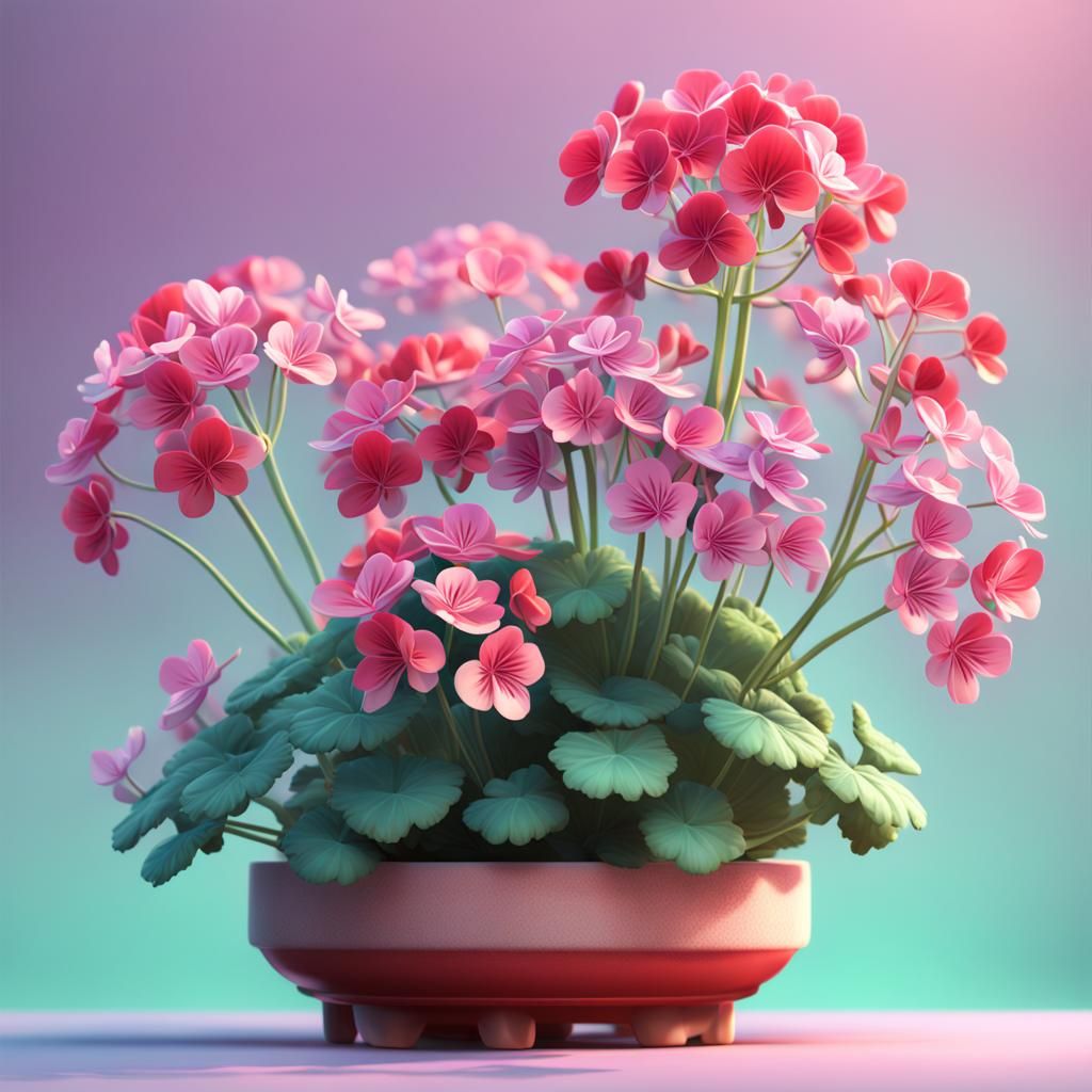 Pelargonium Flower in 3D Digital Art Style