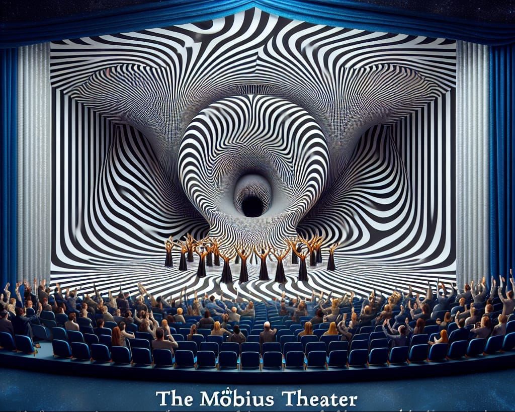 Infinite Loop Theater Scene in Op-Art Style