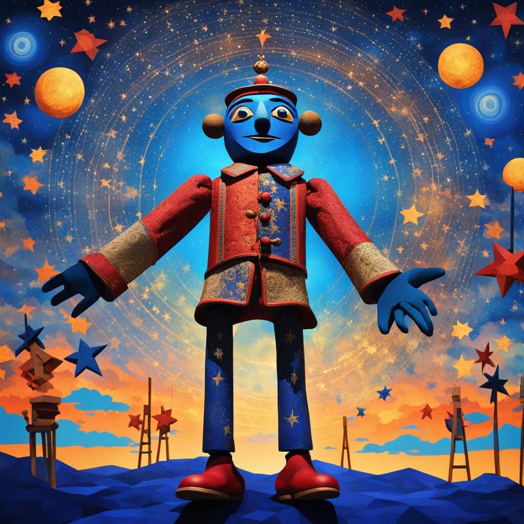 Wooden Puppet Wishes on a Star in Detailed 3D Art