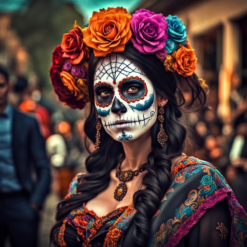 Day of the Dead Celebration in Hyperrealistic Style