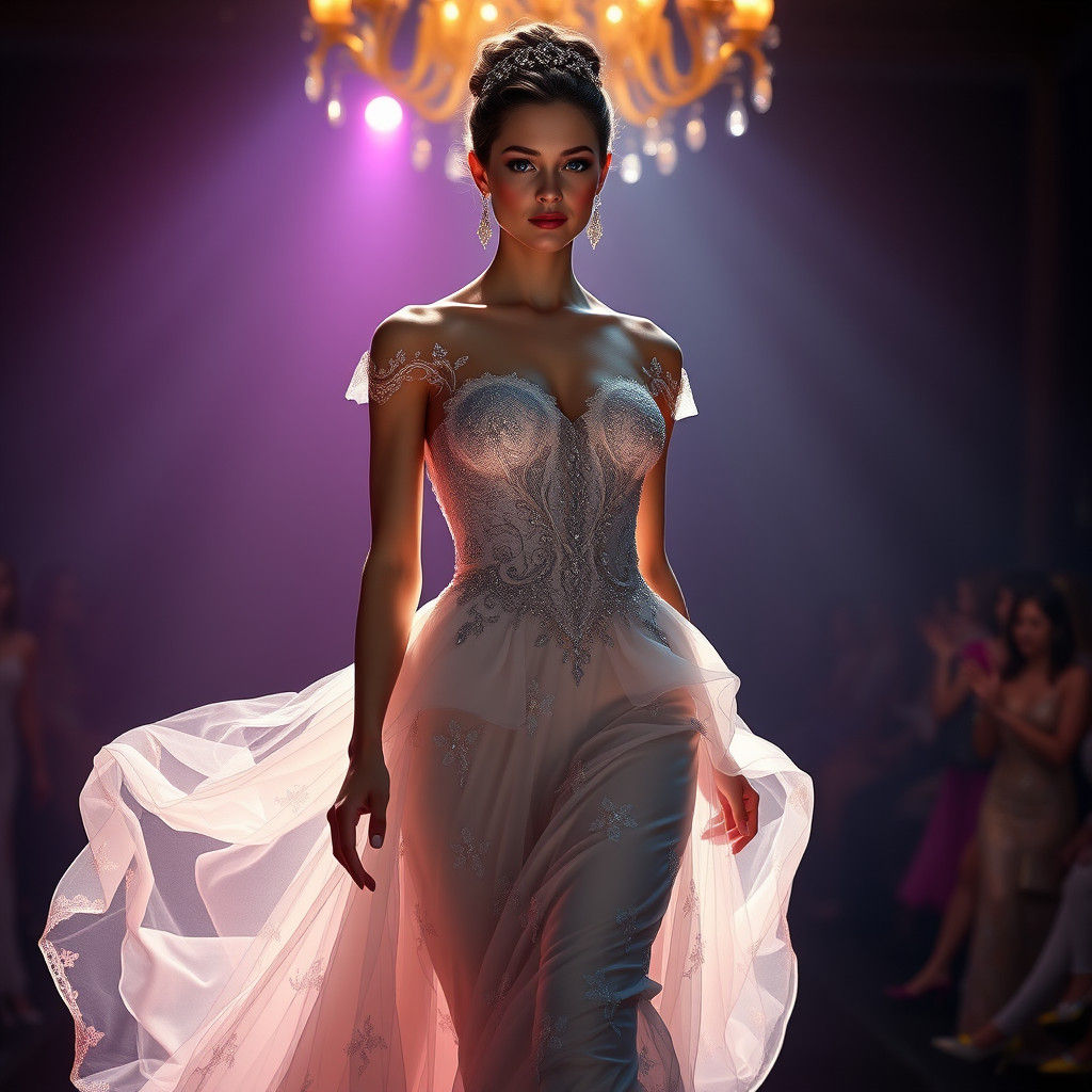 Cinderella Gown on Catwalk in Art Nouveau Style