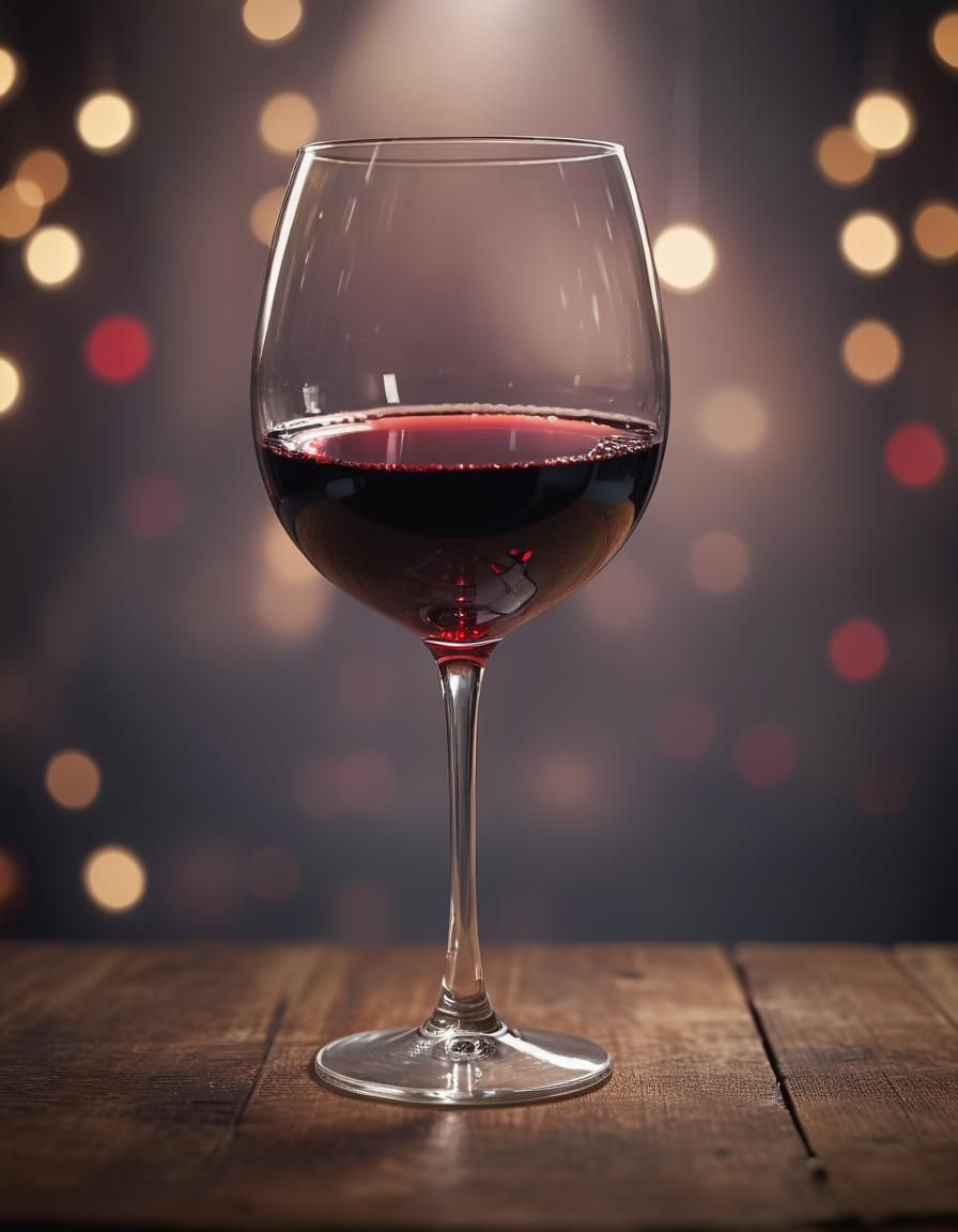 Closeup of Red Wine Glass with Bokeh Background