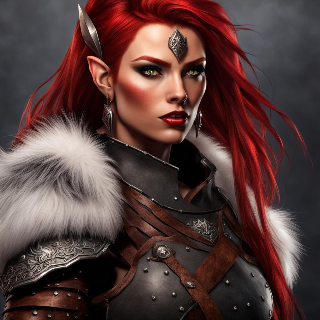 Half-Orc Female Warrior in Leather Armor