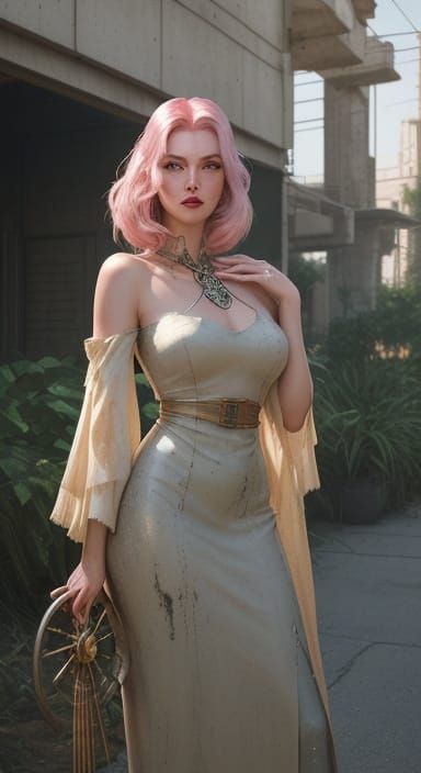 Retro-Futurist Heroine in Yellow Convertible