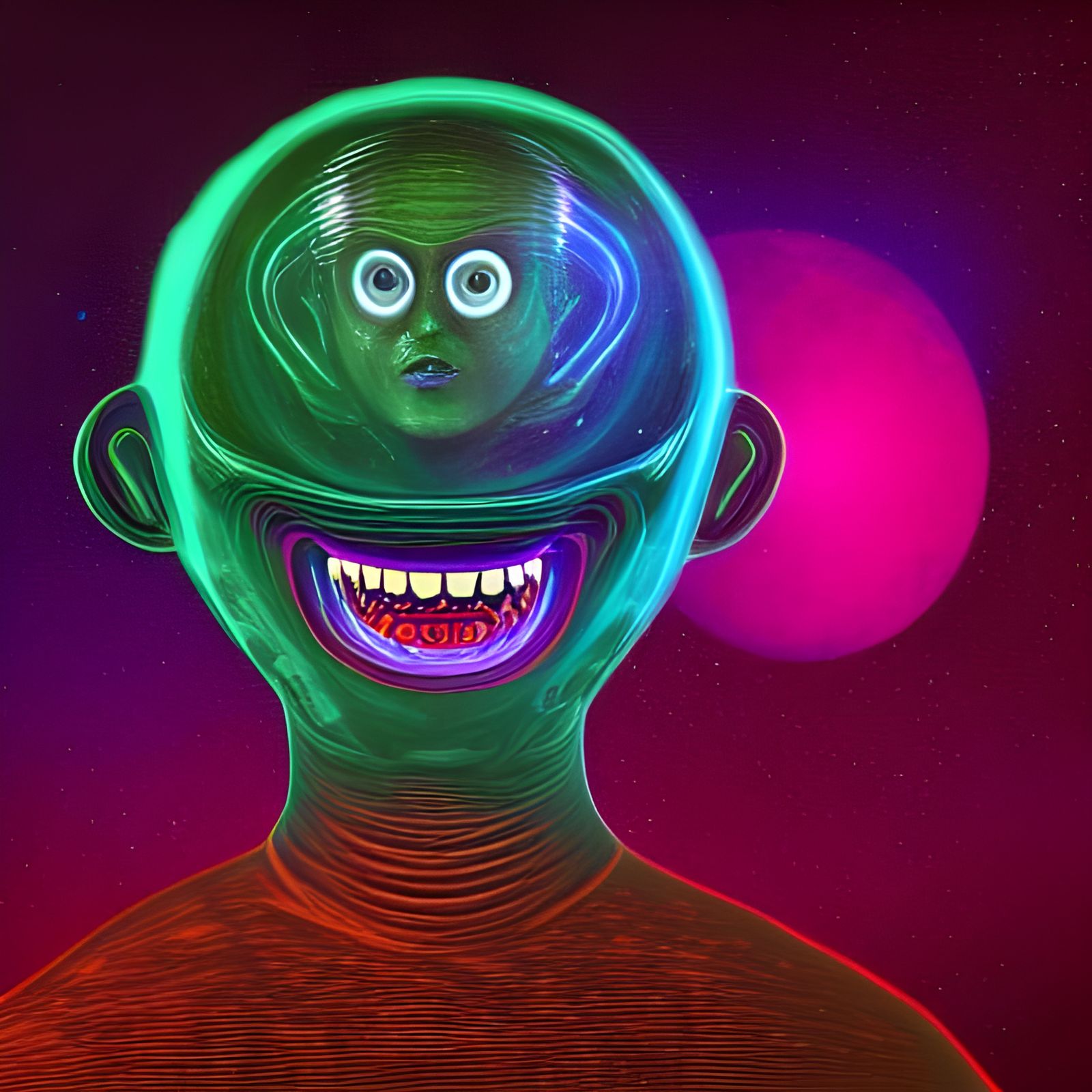 Cosmic Alien UFO Radiating Happiness: Astral Illustration