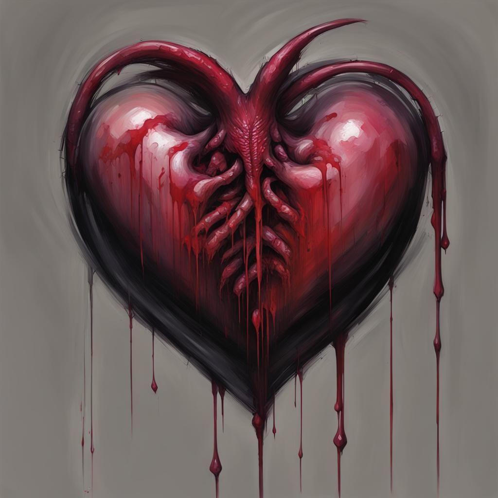 Sinister Bleeding Heart in Dark Fantasy Style