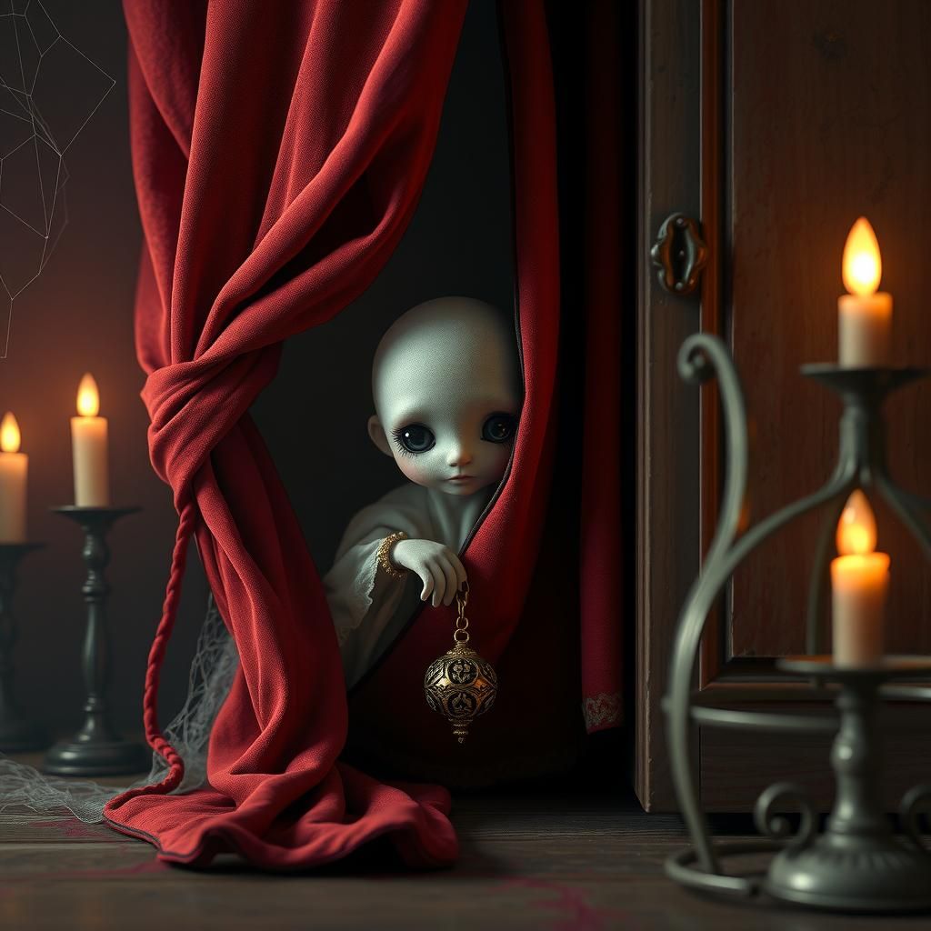 Cute Blanket Ghost in Haunted House Scene