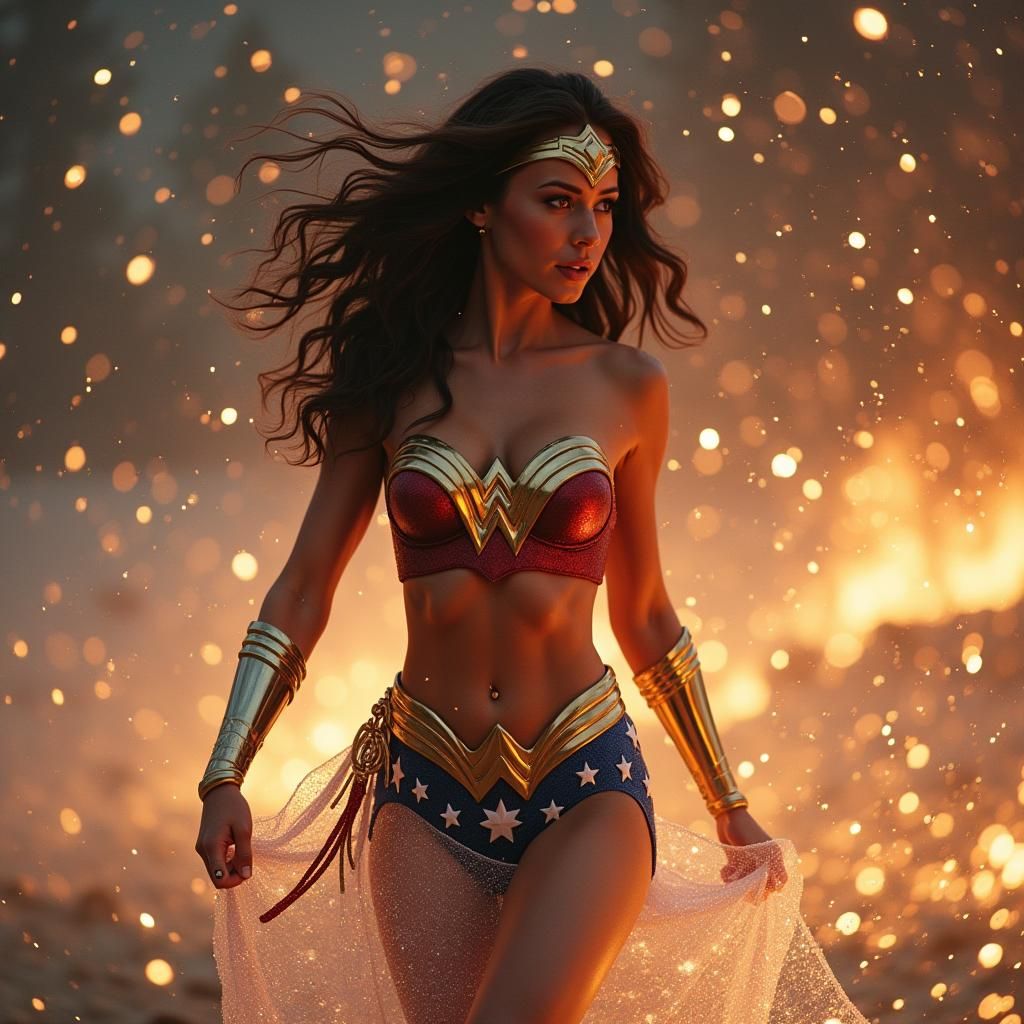 Wonder Woman in Glitter Storm: Photorealistic Bikini