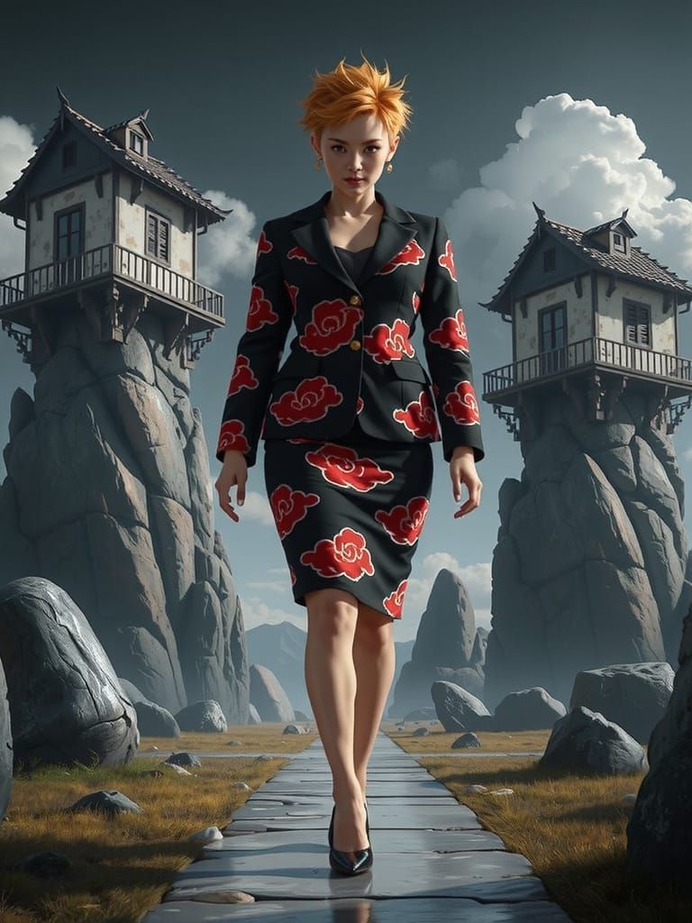 Intimidating Akatsuki Businesswoman in Iwagakure Style