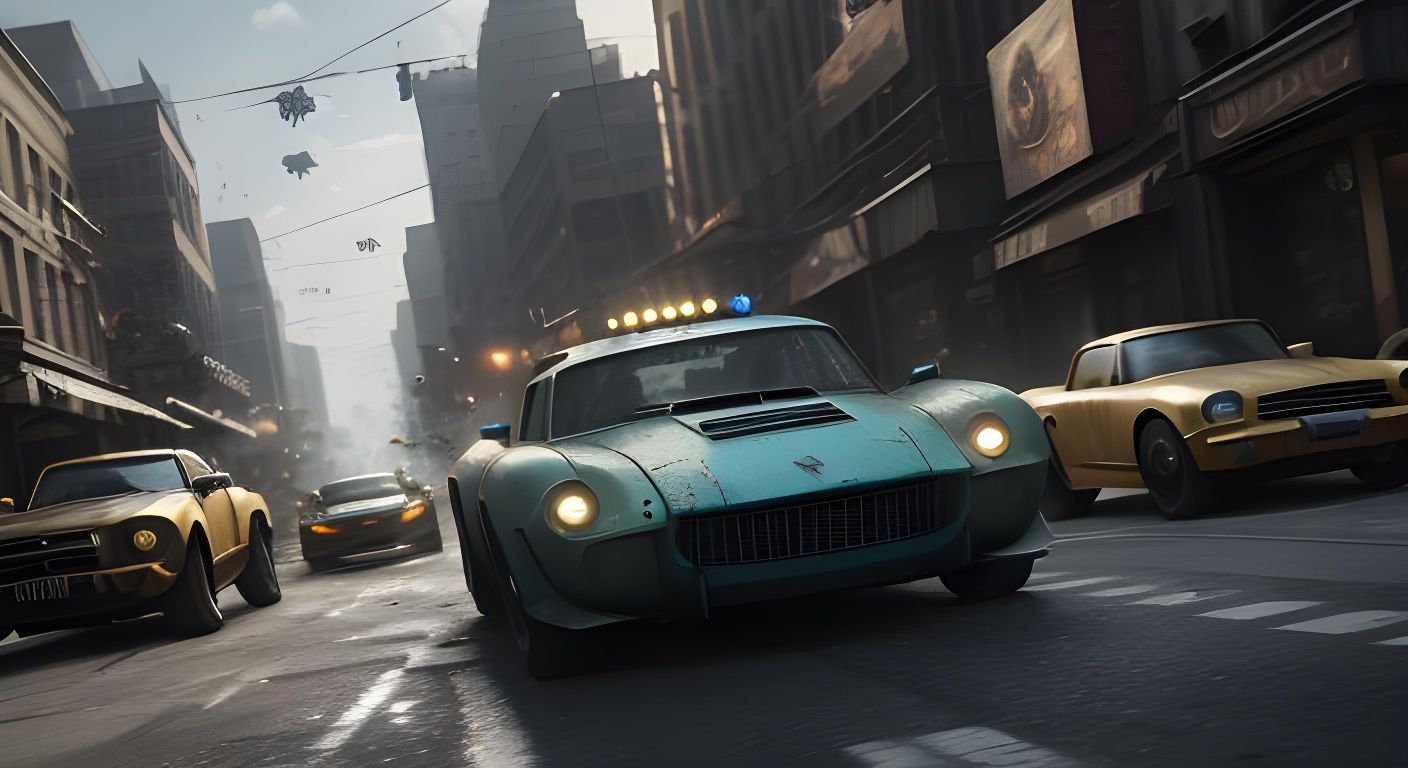 Armored War Car in a Cinematic Game Scene