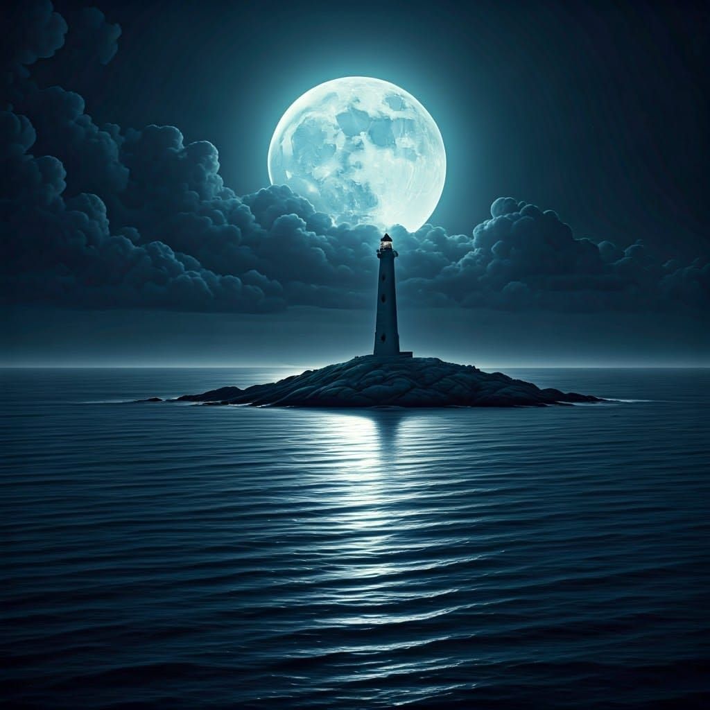 Luminous Lighthouse at Sunset