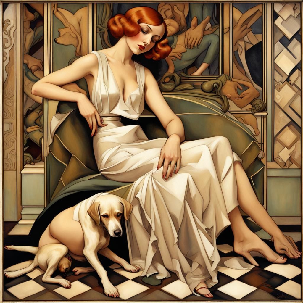 Beautiful woman with dog